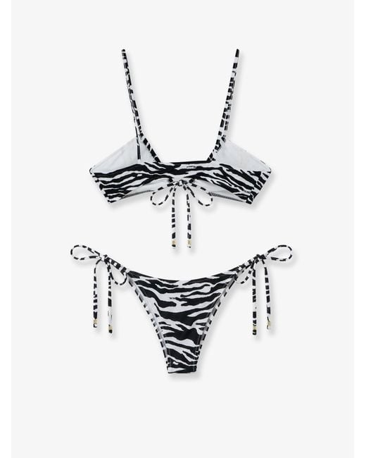 The Attico White Il Primo Bagno Lycra Bikini With Zebra Print