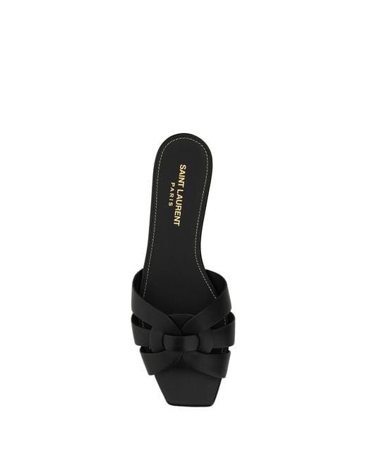 Saint Laurent Black Leather Sandals