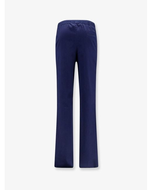 Kiton Blue Cotton Trousers With Drawstring for men
