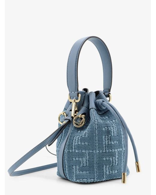 Fendi Blue Mon Tresor Raffia Crossbody Bag