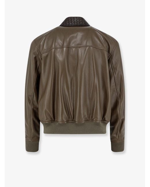 Bottega Veneta Brown Leather Jacket With Ibntrecciato Detail