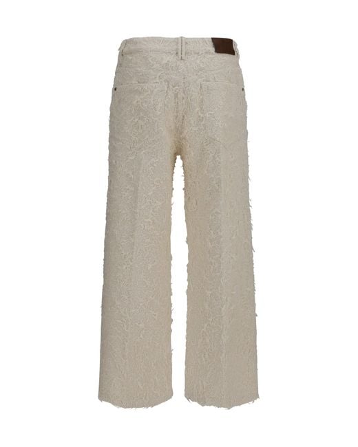 Brunello Cucinelli Gray Square-Leg Dyed Furry Pants With Monili
