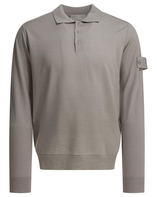 Men's Grey Wool Polo Jumper