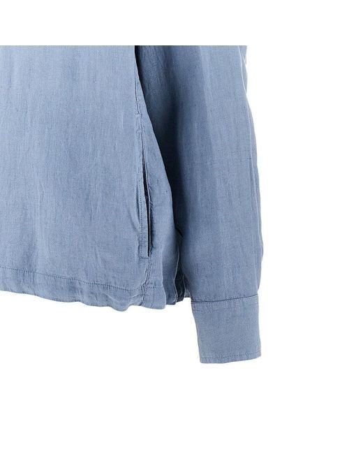 Emporio Armani Blue Icon Linen Hooded Blouson Jacket for men