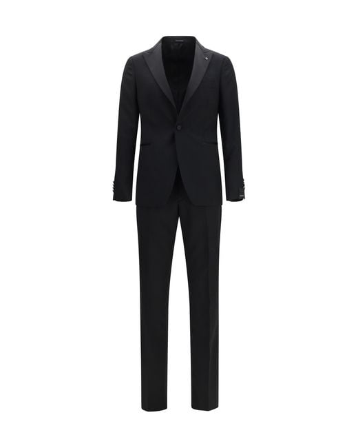 Tagliatore Black Single-Breasted Virgin Wool Suit for men