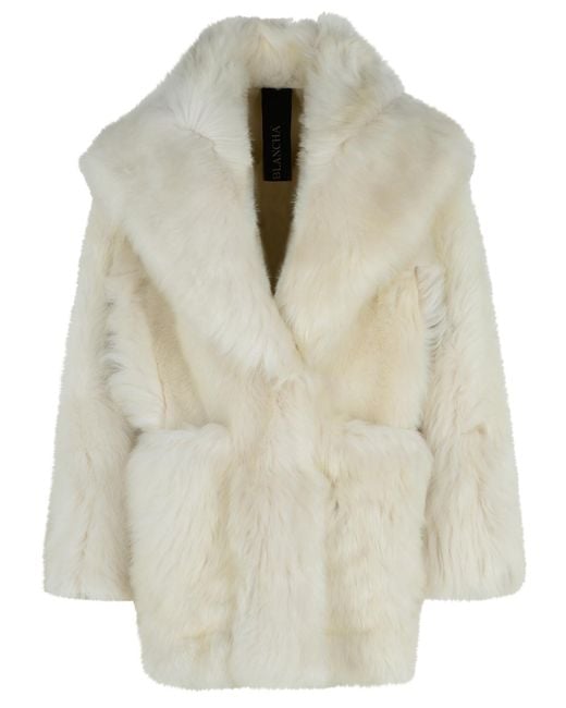 Blancha Natural Sheepskin Coat Milky