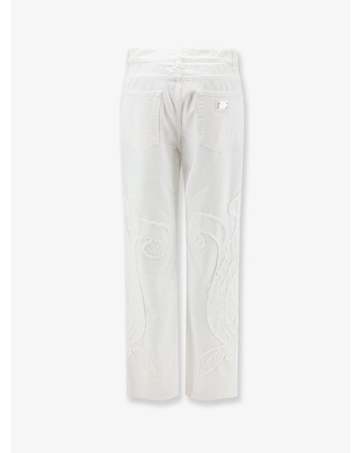 Dolce & Gabbana White Boyfriend Denim Trousers With Embroidery