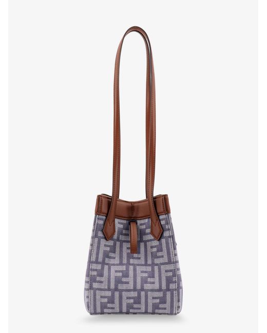 Fendi White Origami Mini Ff Jacquard Fabric And Leather Shoulder Bag