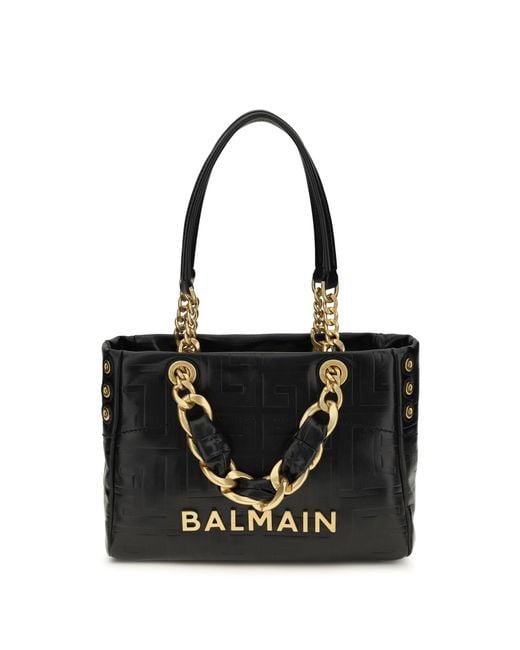 Balmain Black Tote Bag Cabas 1945 Leather