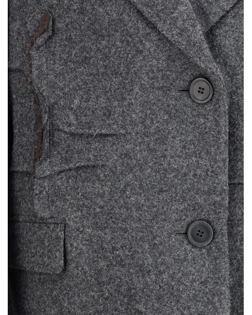 Prada Gray Single-Breasted Shetland Wool Coat
