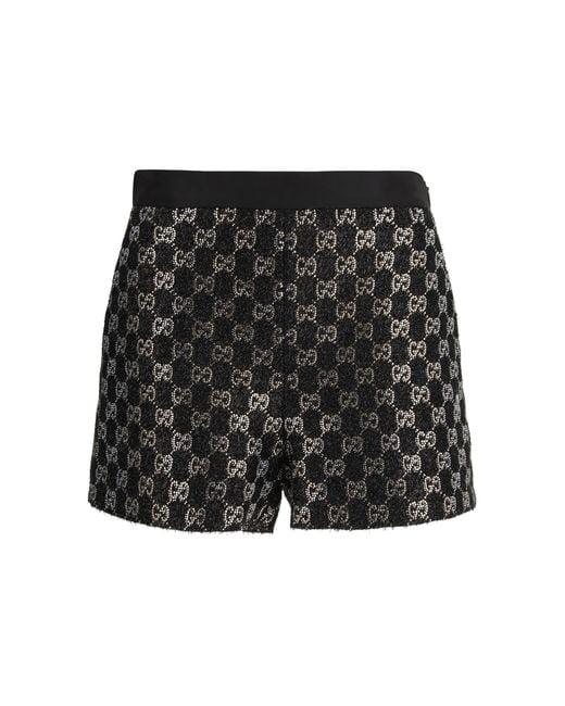 Gucci Black Tweed Wool Lamã Embroidered Shorts