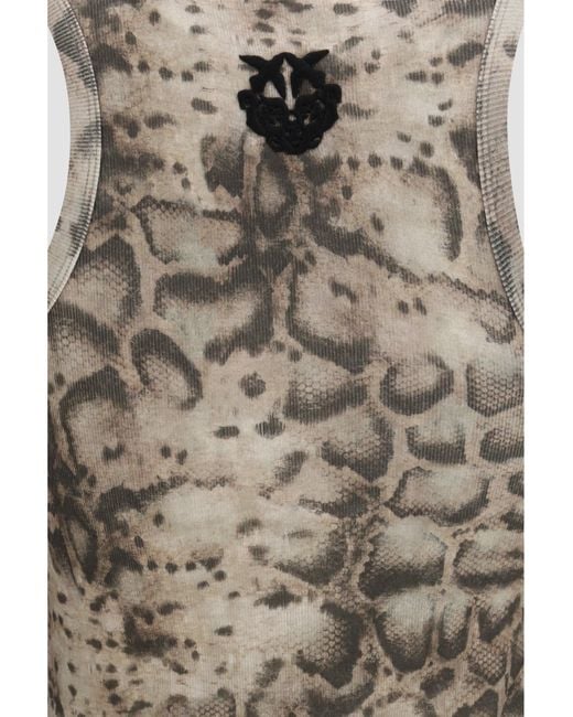 Pinko Brown Tank Top Snakeskin Print