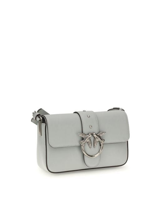 Pinko Gray Shoulder Bag Mini Love Pearl