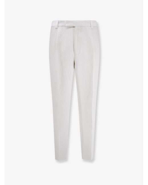 Boss White Port Linen Trousers for men