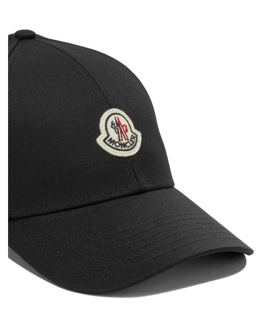 Moncler Black Baseball Cap With Logo for men