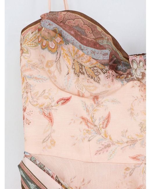 Zimmermann Pink Dress Alchemy Silk-Linen