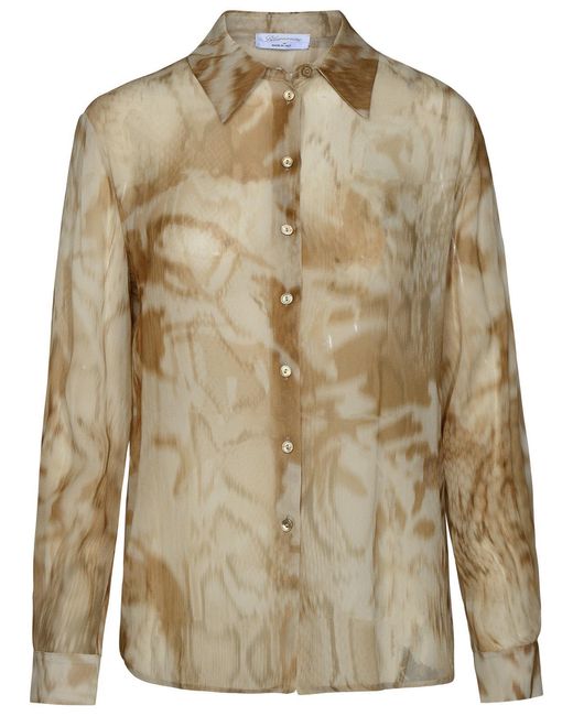 Blumarine Natural Two-Tone Viscose Shirt