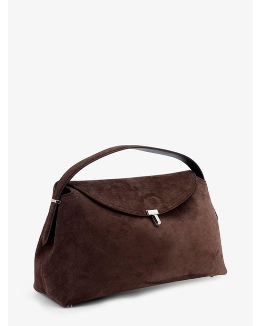 Totême  Brown T-Lock Suede Handbag