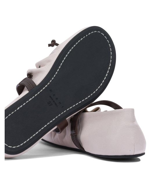 Marni White Mary Jane Leather Ballet Flats