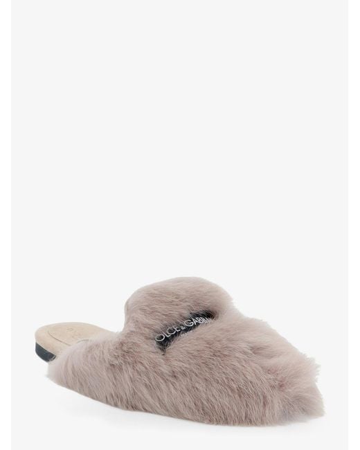 Dolce & Gabbana Gray Sheepskin And Suede Sandals