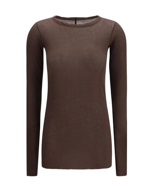 Rick Owens Brown Long-Sleeved T-Shirt