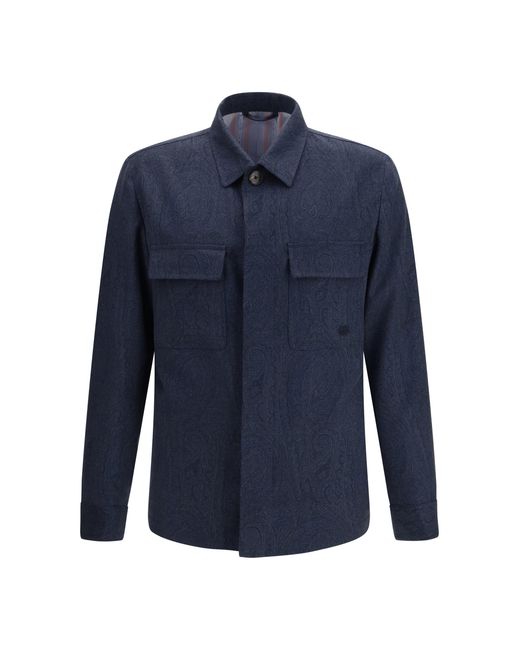 Etro Blue Pure Wool Jacket for men