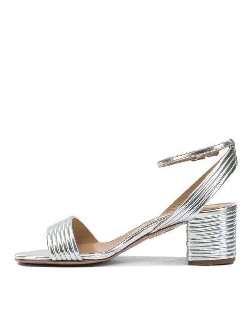 Aquazzura White Sundance Sandal 50 Mm Heeled Shoes Silver