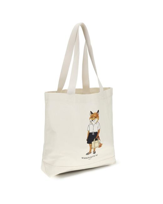 Maison Kitsuné White Tote Bag Dressed Fox for men