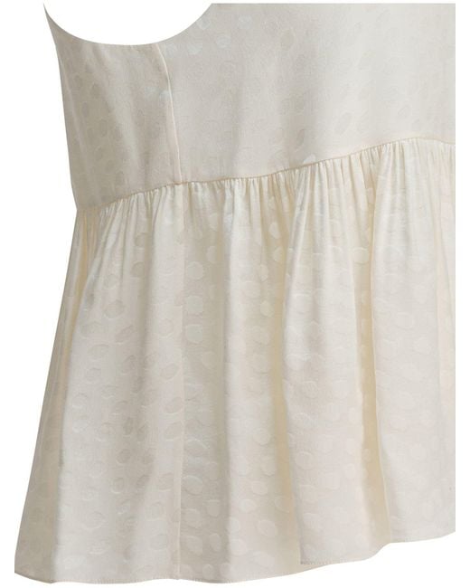 Chloé White Silk Peplum Top