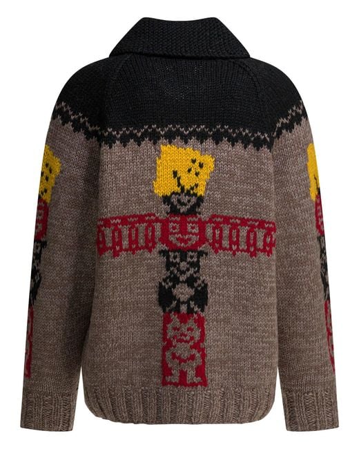 Kapital Black Peckish Totem Pole Zippered Sweater for men