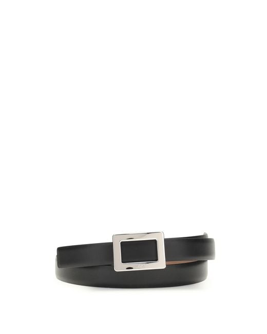 Roger Vivier White Belle Vivier Leather Belt