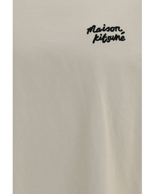 Maison Kitsuné White Handwriting Comfort T-Shirt Pelican for men