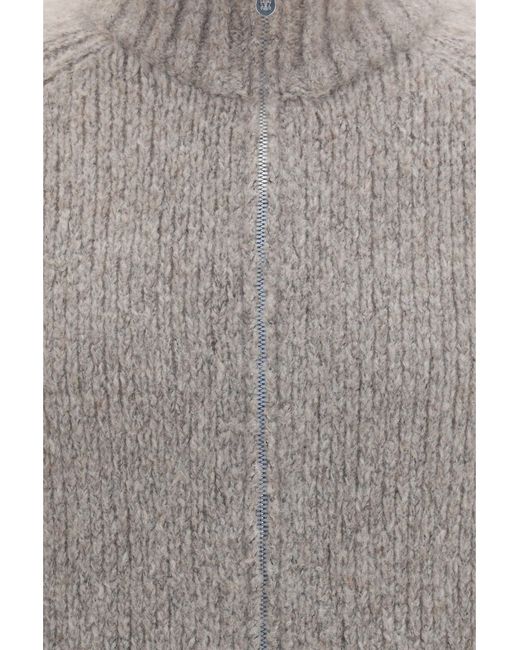 Brunello Cucinelli Gray High-Neck Cashmere And Silk Cardigan With Zip for men