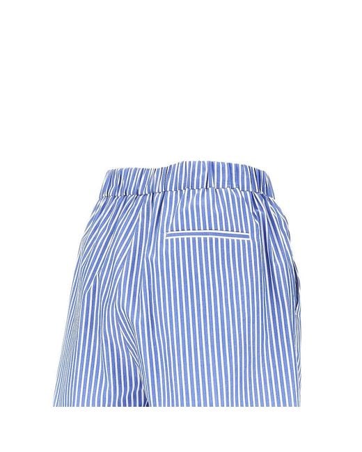 MSGM Blue Striped Poplin Shorts