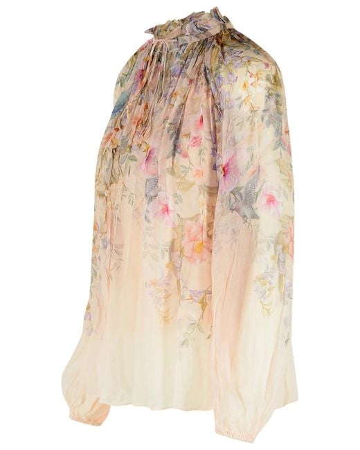 Zimmermann Natural 'Rebellion' Viscose Cream Blouse