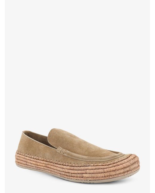 Loewe White Rio Suede And Raffia Loafers for men