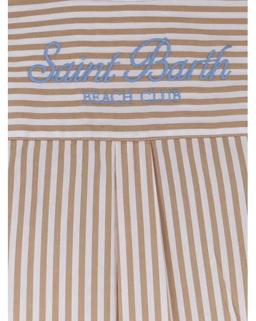 Mc2 Saint Barth Natural Striped Cotton Shirt for men