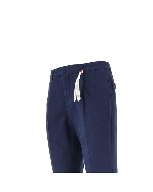 Santaniello Blue Cotton And Linen 'Arechi' Trousers for men
