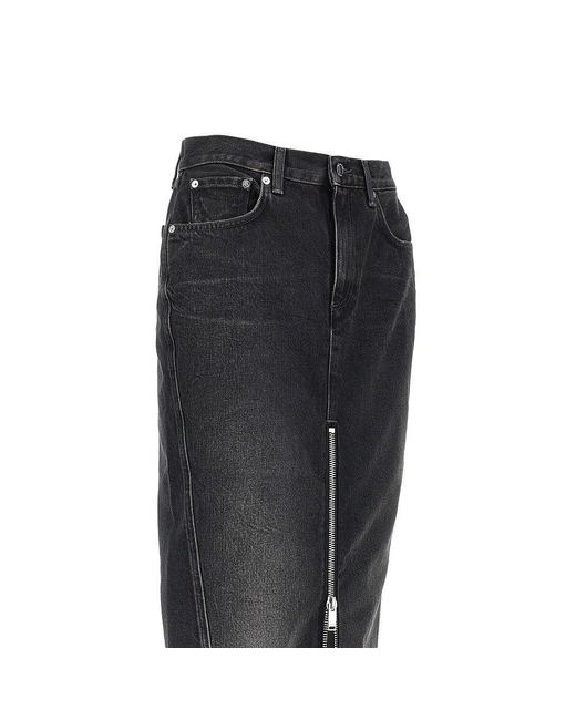 Haikure Black Denim Midi Skirt