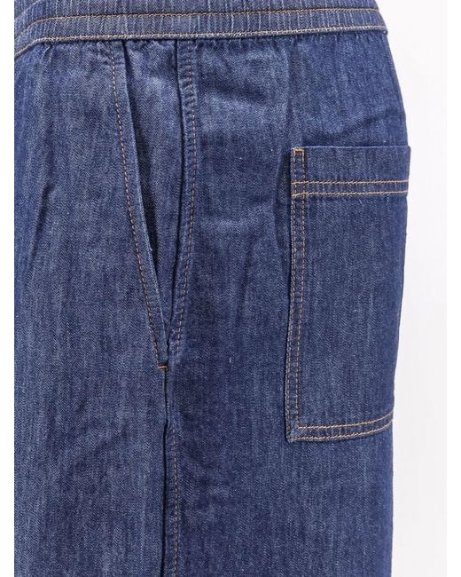 Loewe Blue Cotton Bermuda Shorts With Anagram Logo On The Back for men