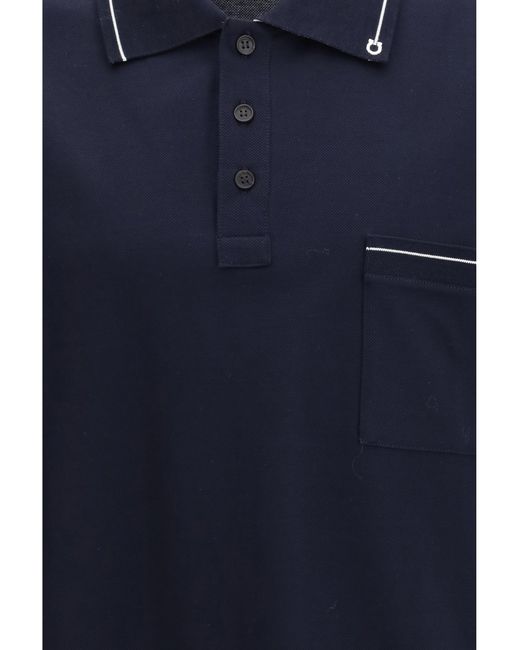 Ferragamo Blue Gancini Polo Shirt for men