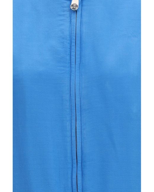 Versace Blue Silk Zipper Jacket