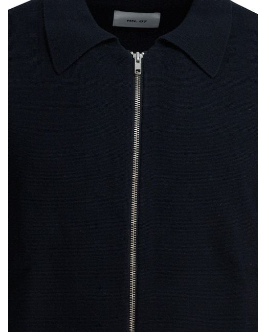 NN07 Blue "Harald" Wool Zipper Sweater for men