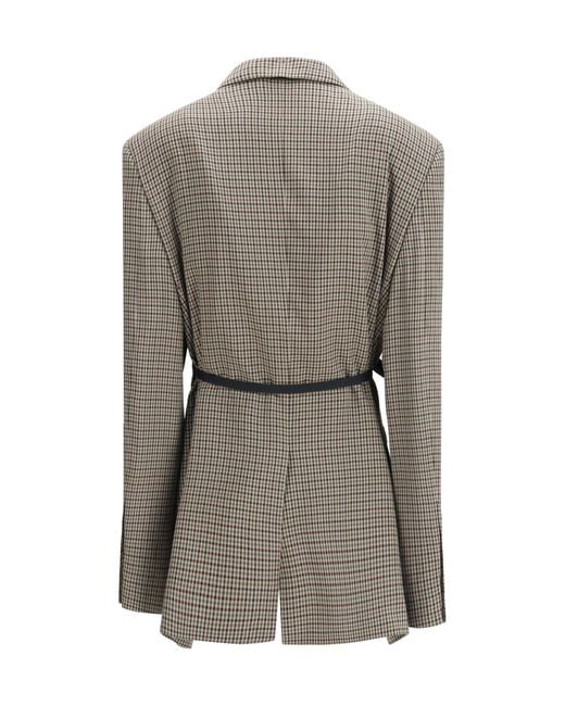 Balenciaga Gray Single-Breasted Vichy Jacket