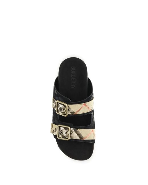 Burberry Black Urchin Suede Check Sandals