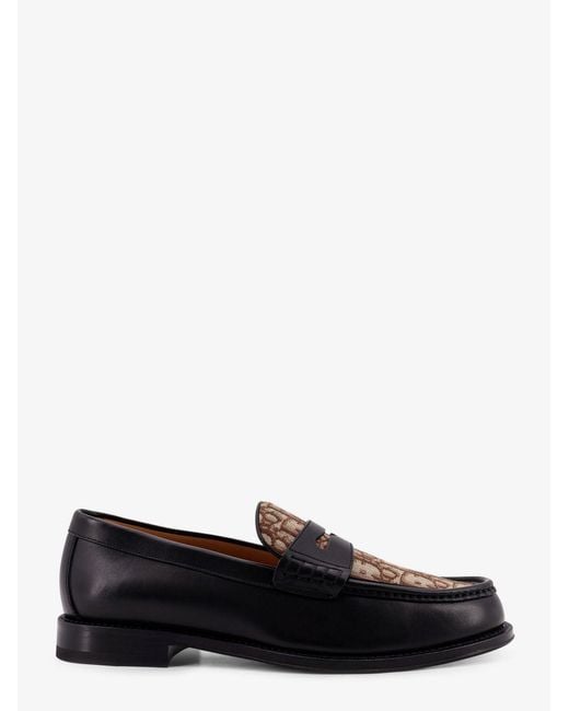 Dior Black Dior Leather Loafers With Dior Oblique Detail for men