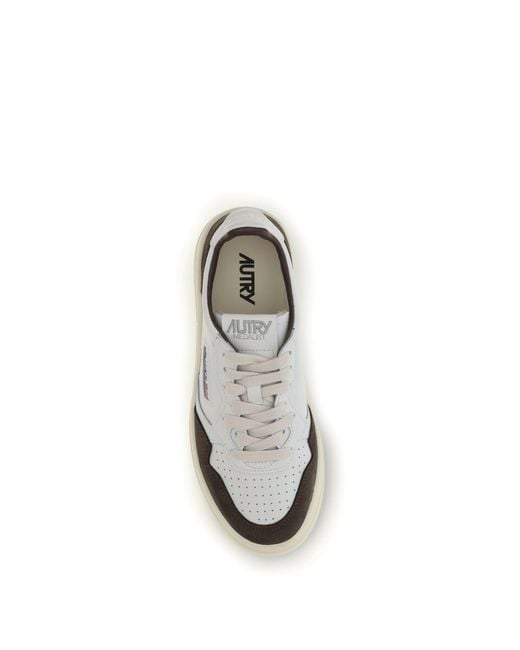 Autry White Medalist Low Leather Sneakers/Mogano