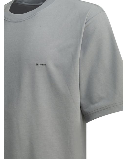 Goldwin Gray Crew-Neck T-Shirt With Logo for men
