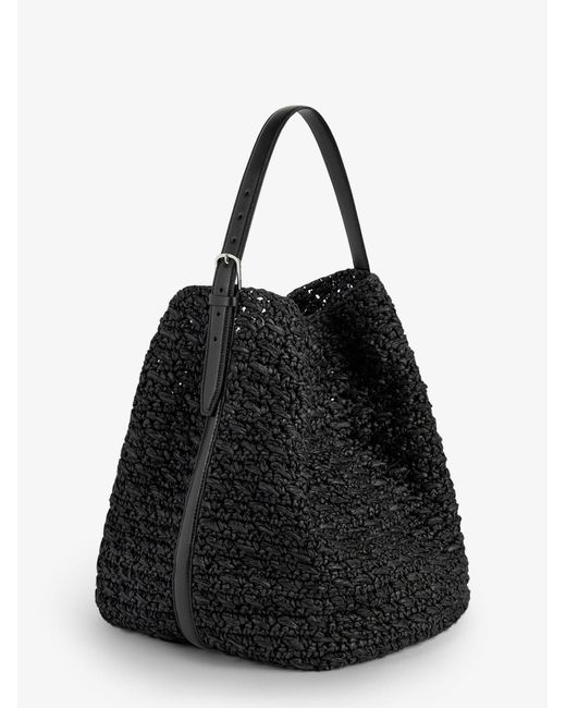 Totême Black Raffia Shoulder Bag