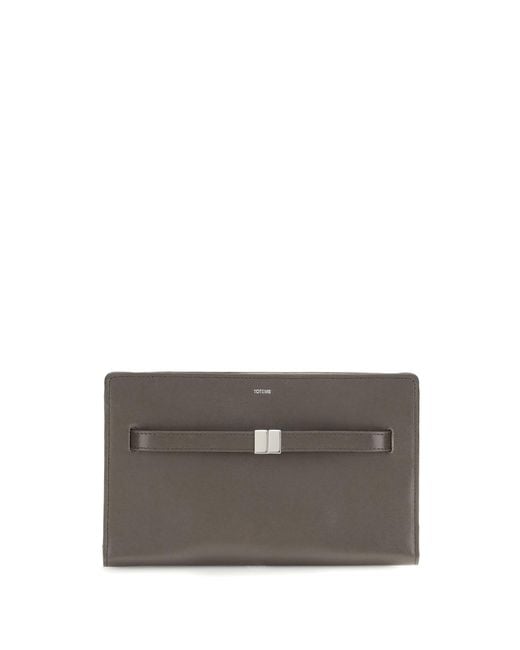 Totême Gray Belted Leather Crossbody Bag